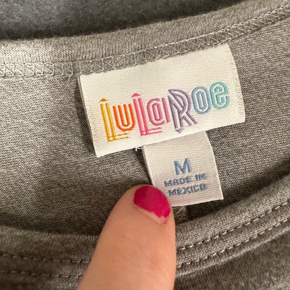 Lularoe Womens Medium Solid Gray Short Sleeve Carly Dress High Low Midi Hem - Picture 4 of 8